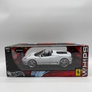 Hot Wheels WHIPS 08824 White Ferrari 360 Spider 1:18 Scale C3866 Die-Cast Car